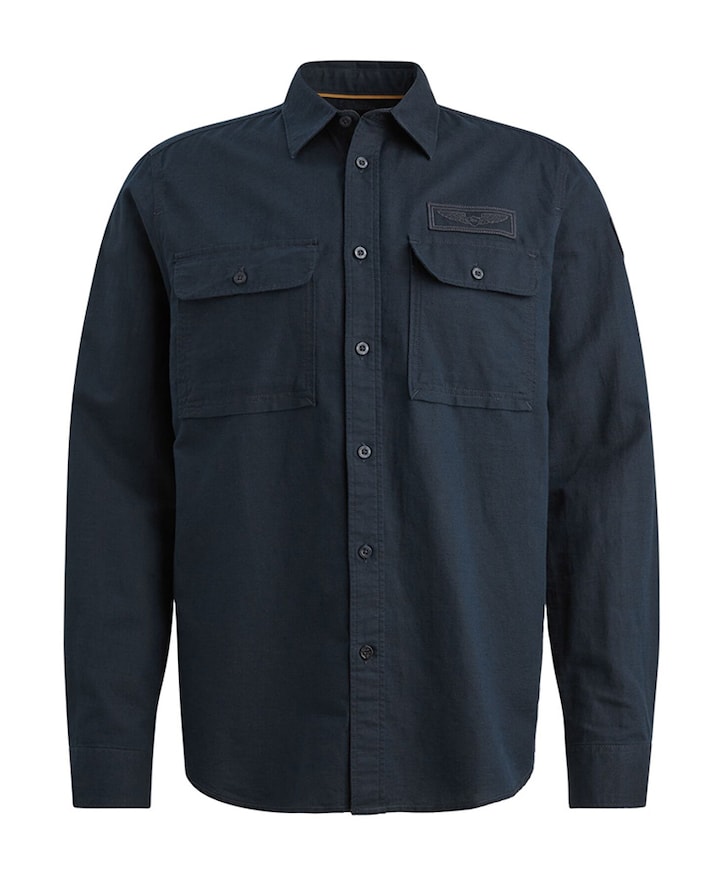 Heren overhemd lange mouw blauw
