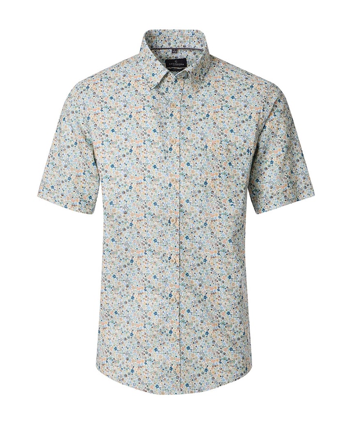 Heren overhemd korte mouw multicolor