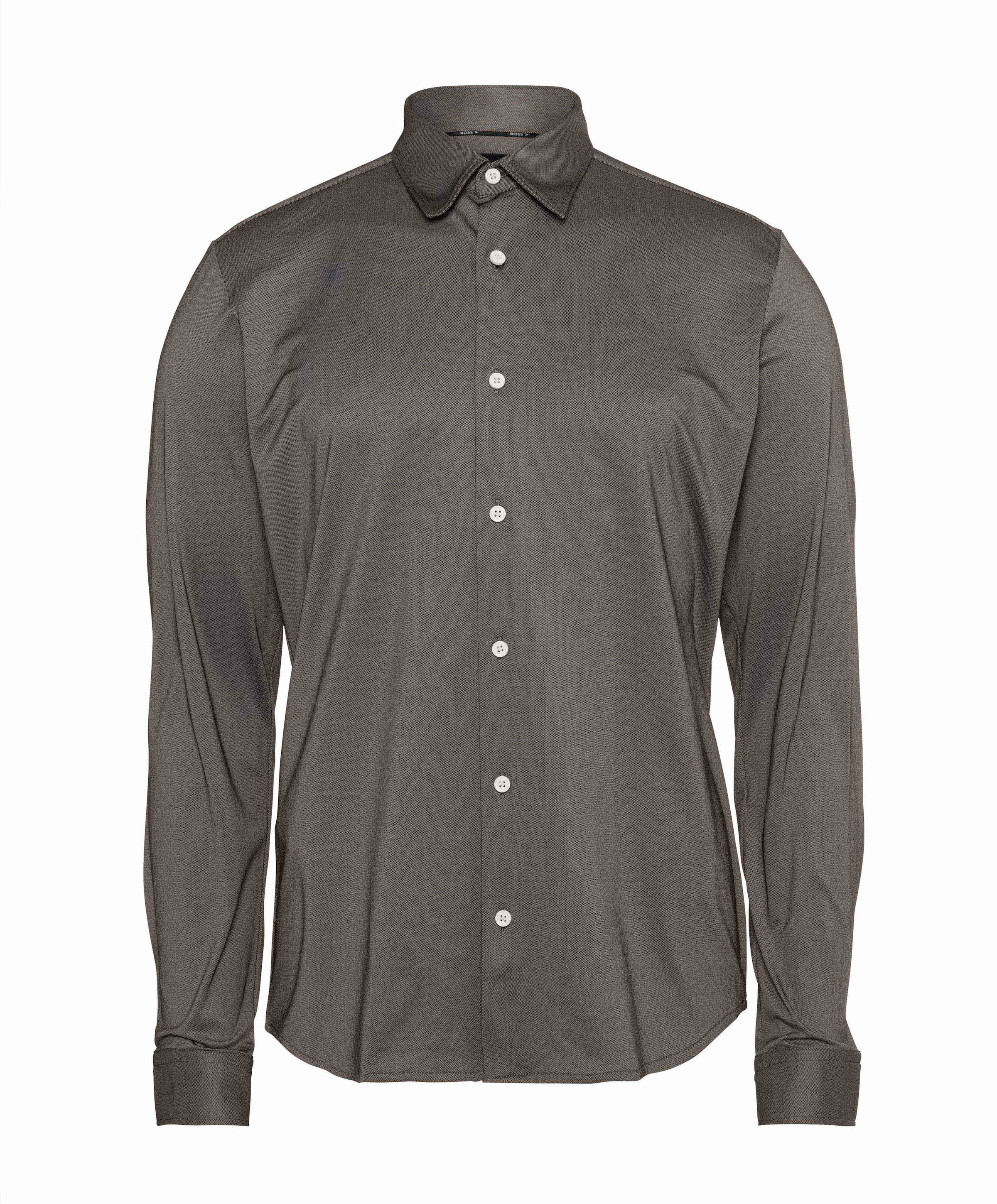 Heren overhemd lange mouw bruin