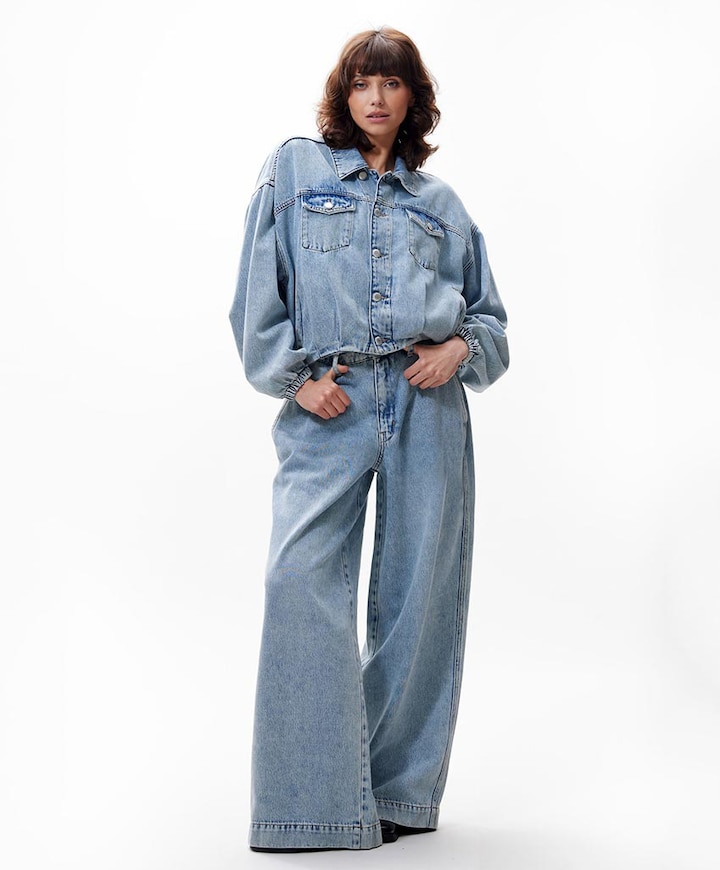 Wide leg jeans blauw