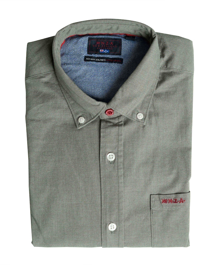 Heren overhemd lange mouw groen