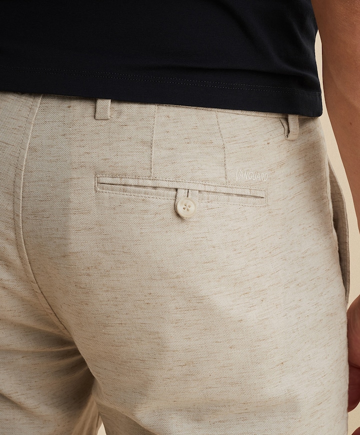 V11 LINEN STRETCH heren korte broek beige