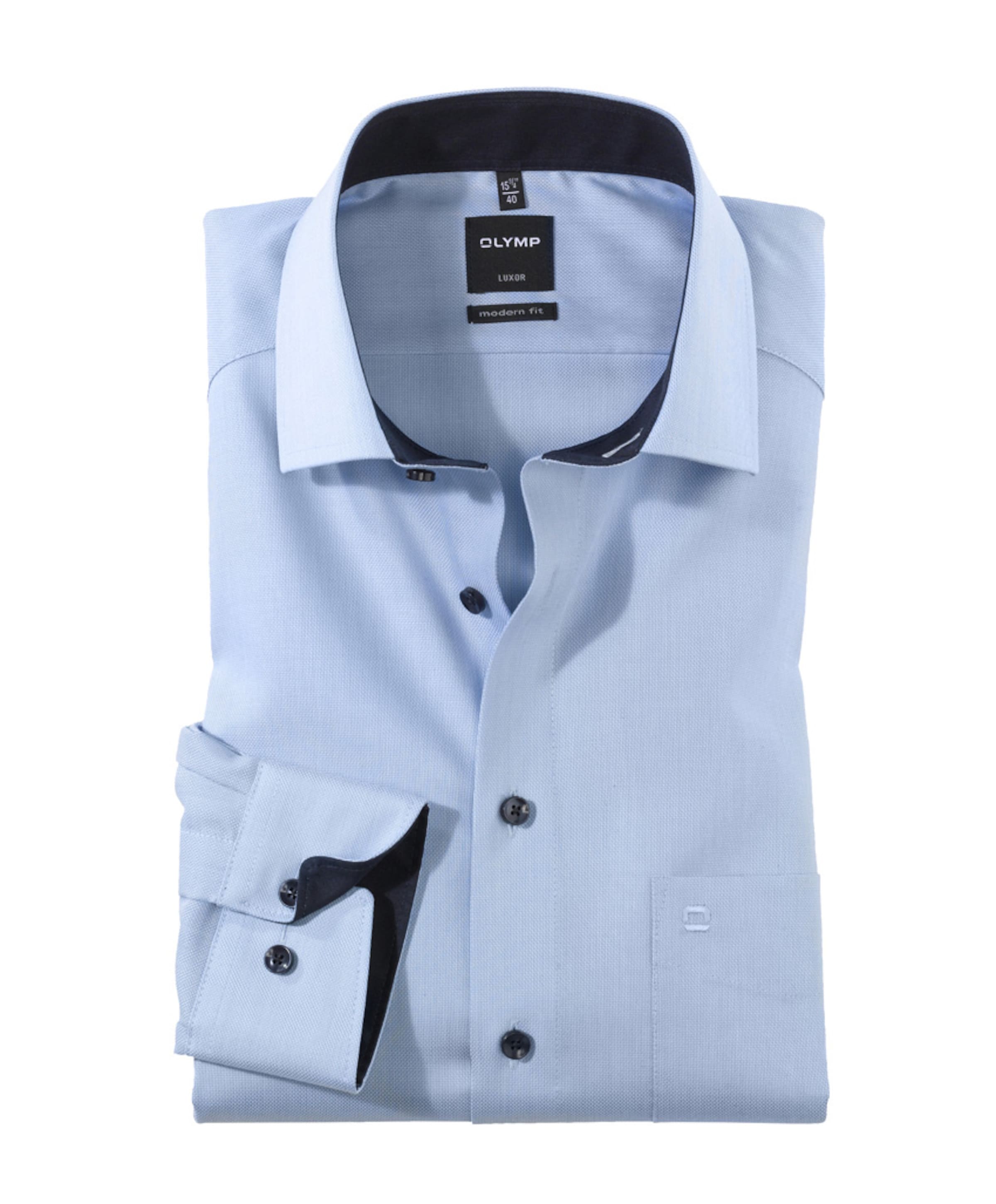 Heren overhemd lange mouw blauw