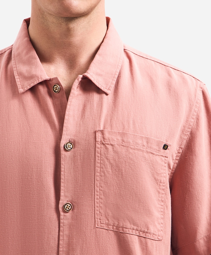 Heren overhemd korte mouw roze