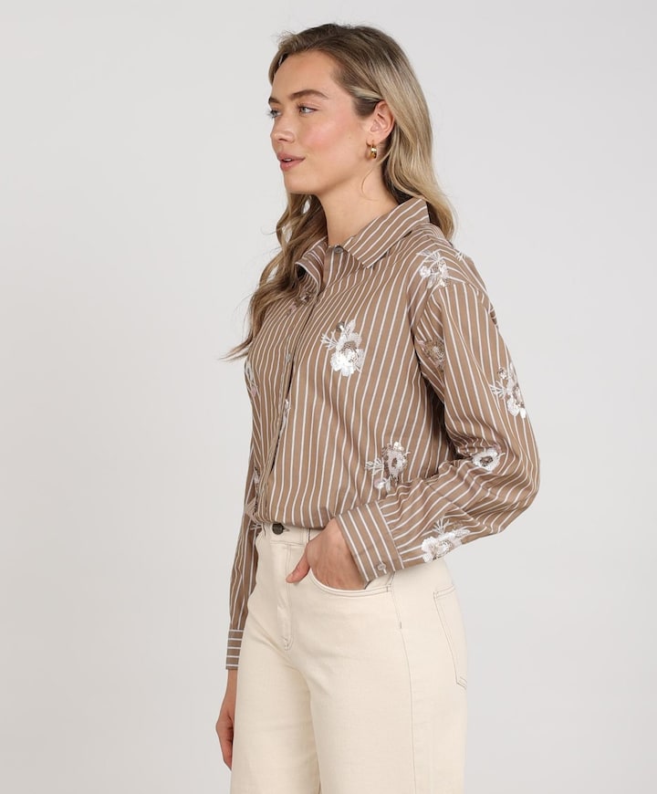 Dames blouse beige