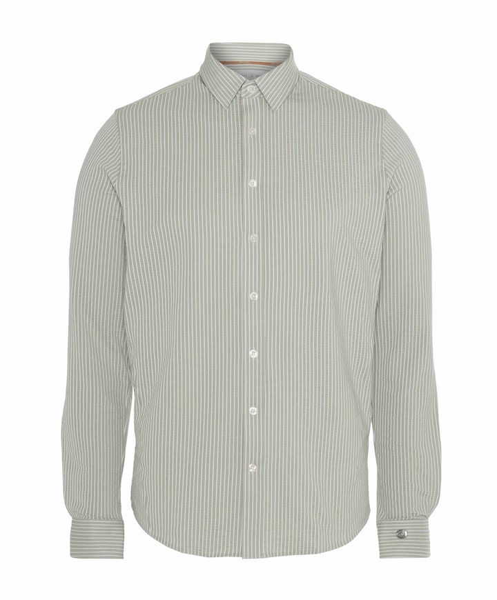 Heren overhemd lange mouw beige