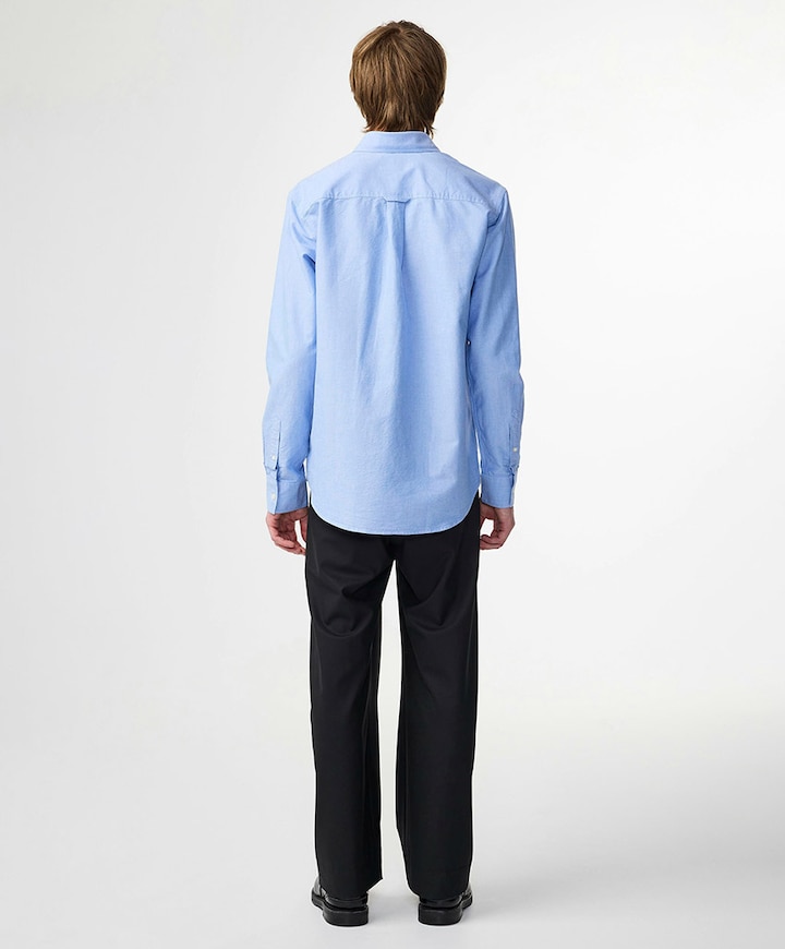 Heren overhemd lange mouw blauw