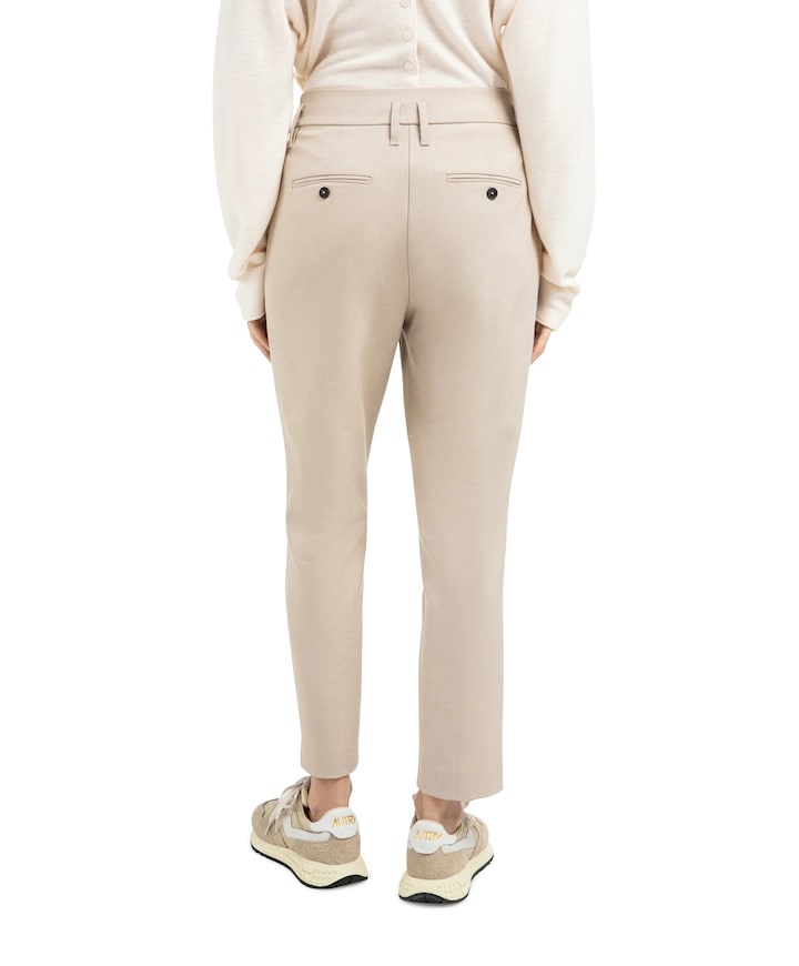 Broek met taillebanddetail dames broek beige