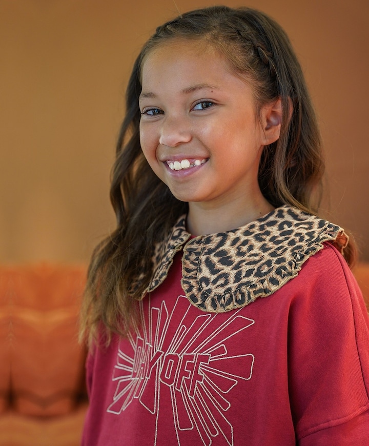 Meisjes blouse lange mouw beige