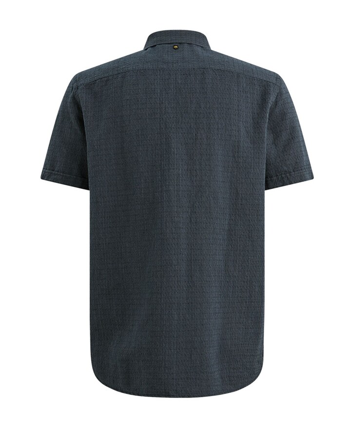 Heren overhemd korte mouw blauw