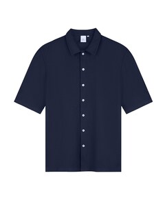 Heren overhemd korte mouw blauw