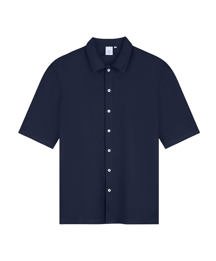 Heren overhemd korte mouw blauw