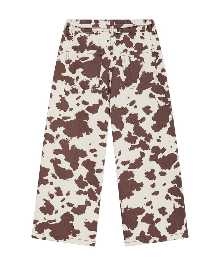 Dakota Cow Print meisjes jeans bruin