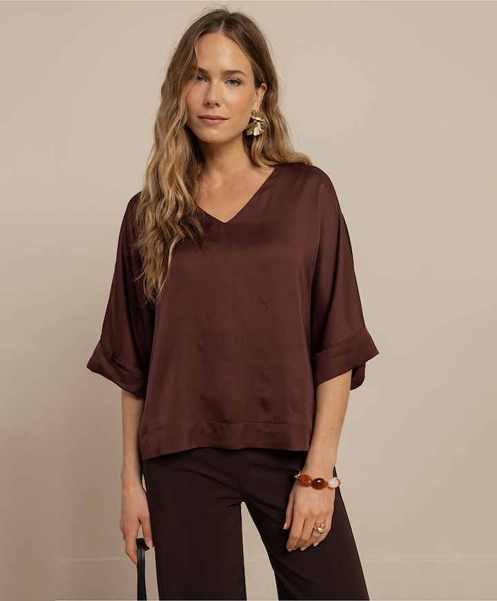 Dames blouse bruin
