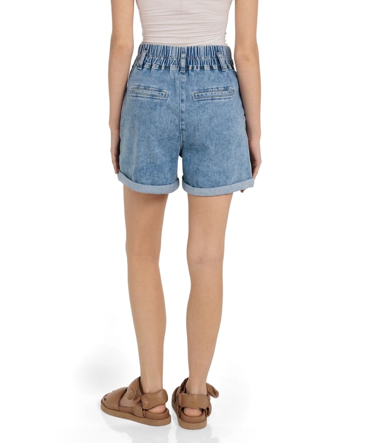 Denim met koordsluiting dames korte broek blauw