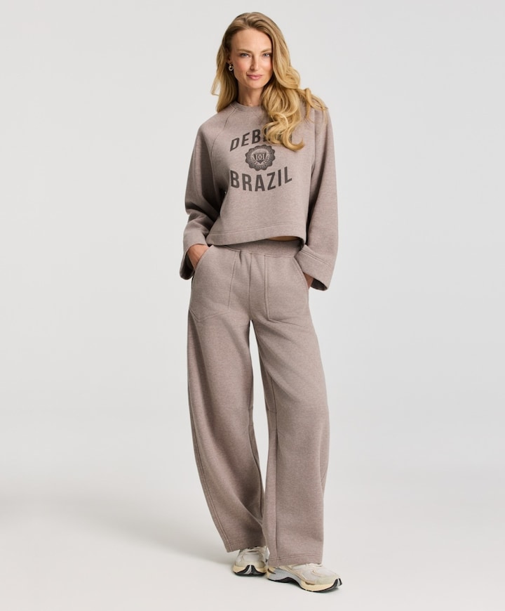 Jayden Wide Leg Jogger dames trainingsbroek bruin