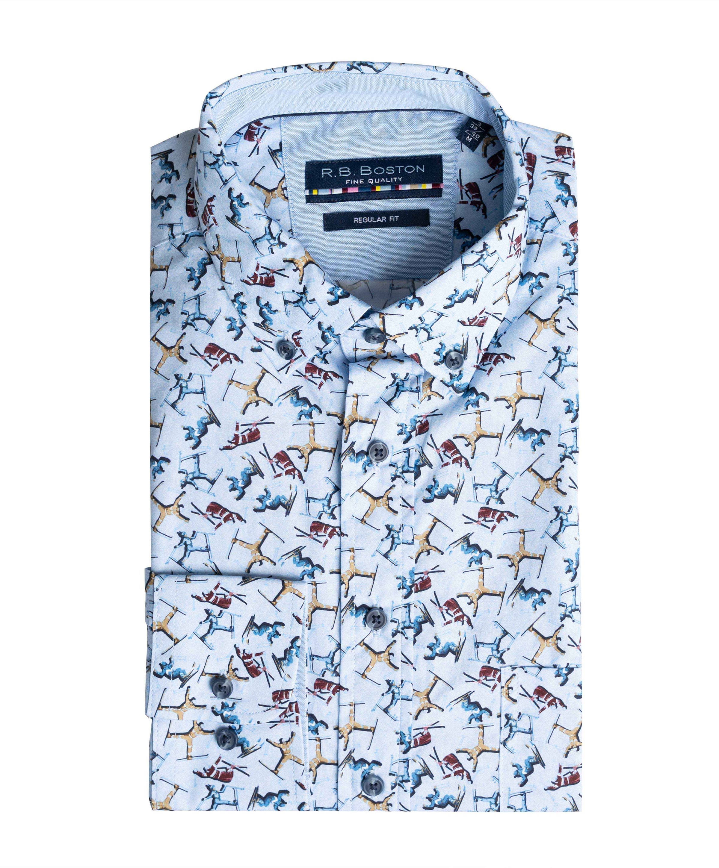 Heren overhemd lange mouw blauw