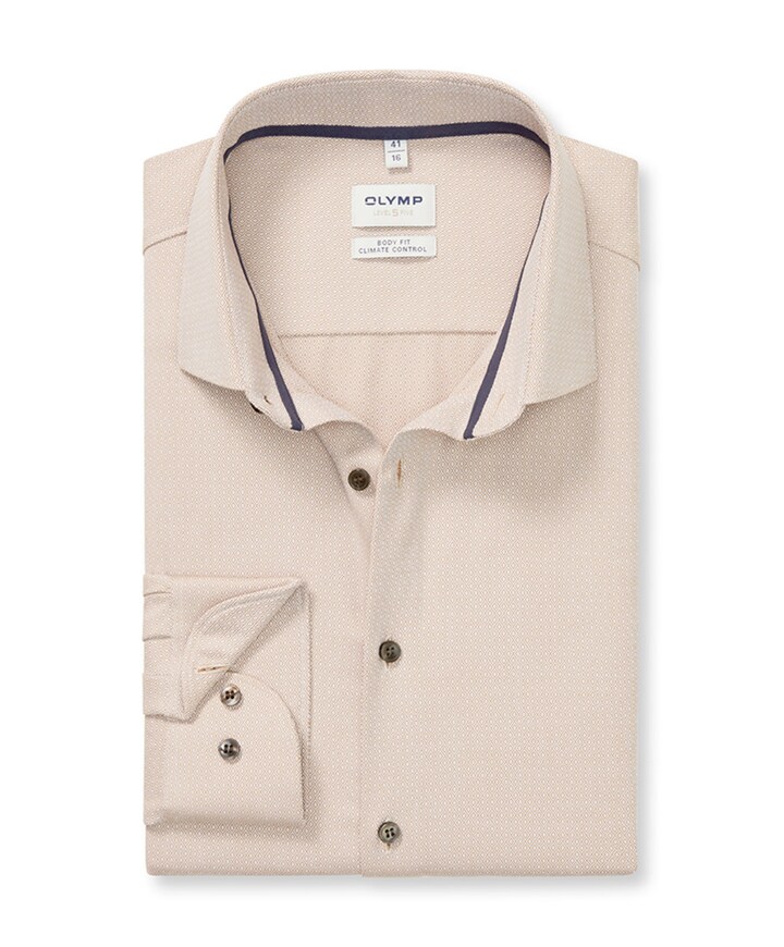 Heren overhemd lange mouw bruin