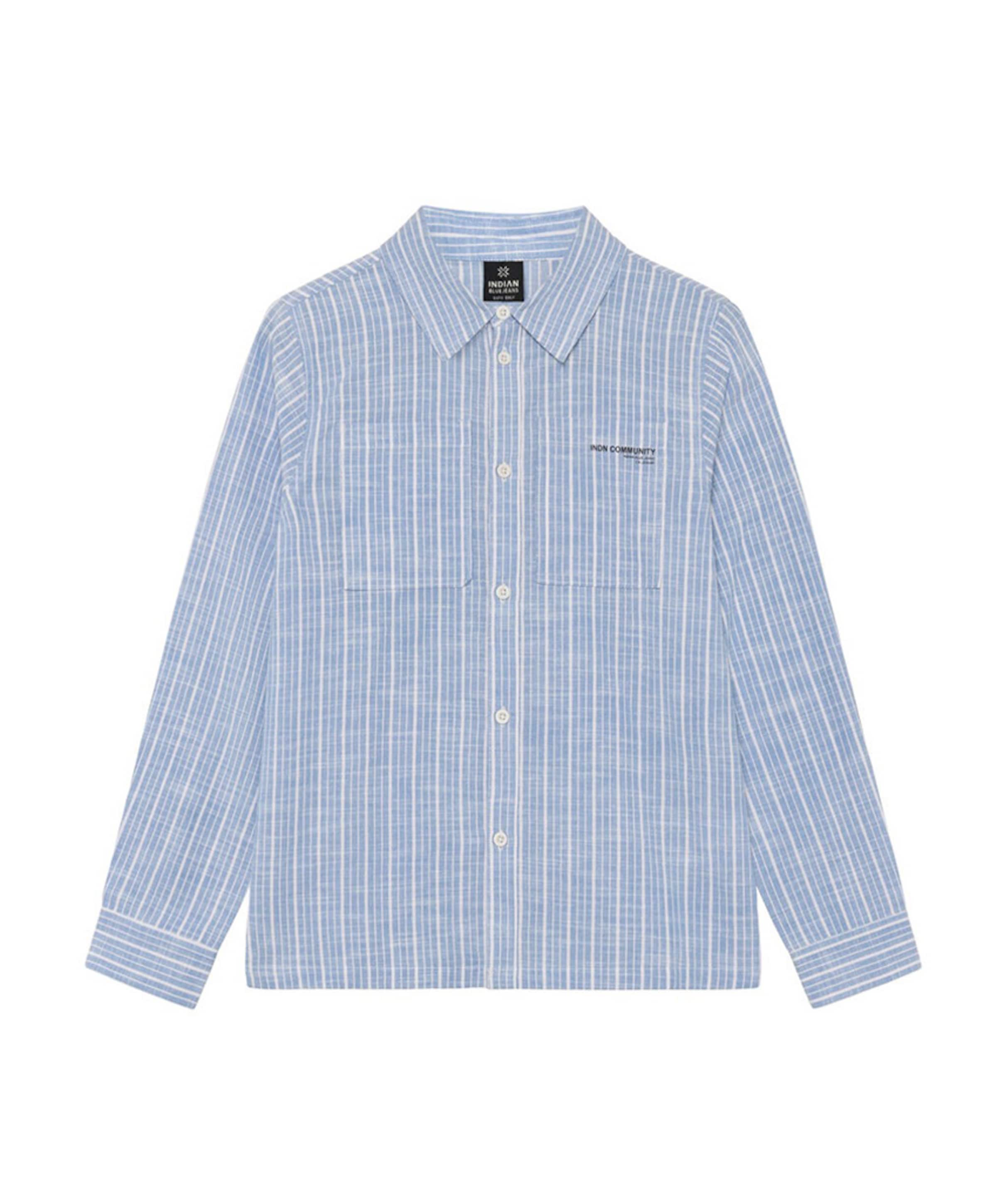 Jongens overhemd lange mouw blauw