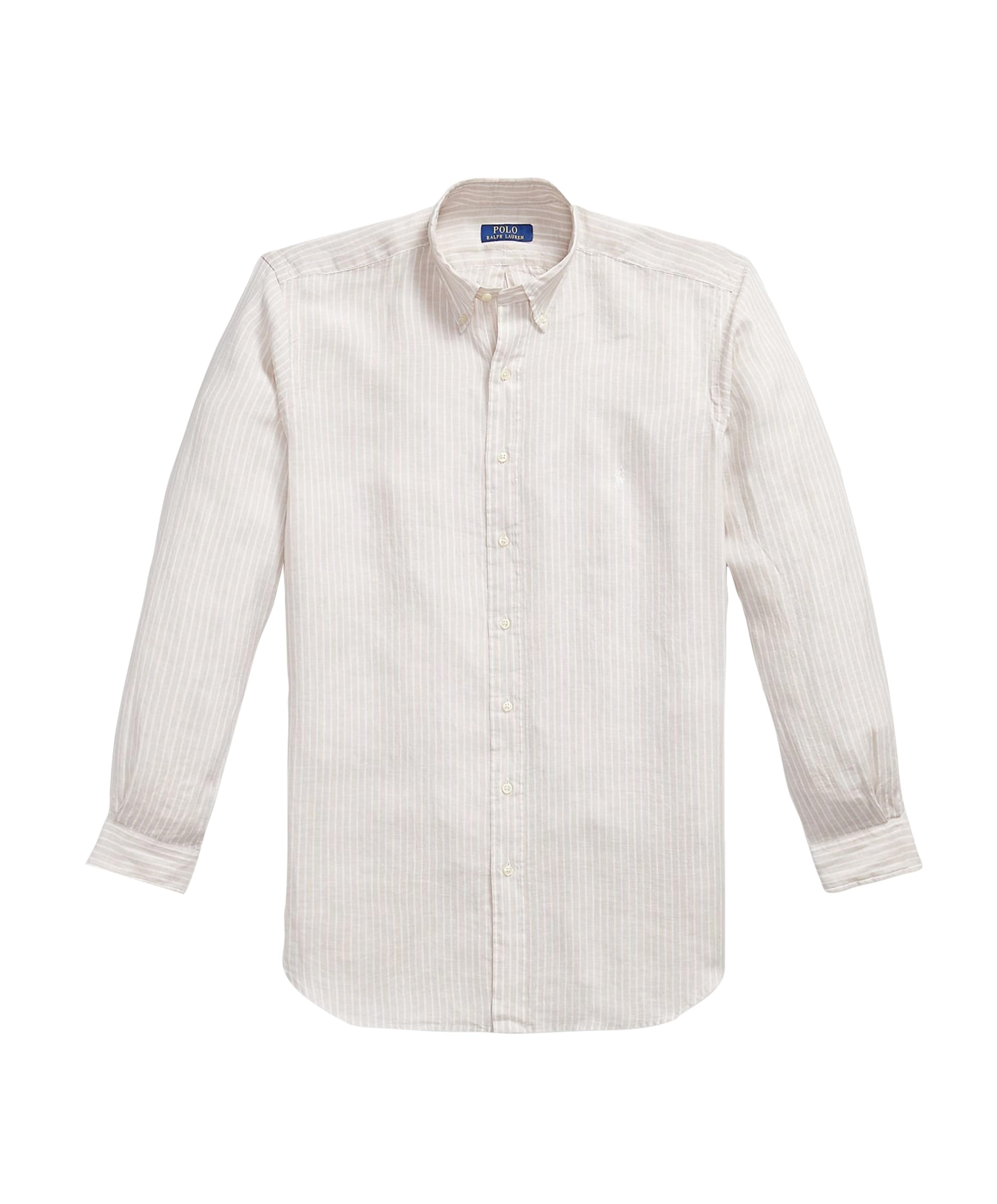 Heren overhemd lange mouw beige