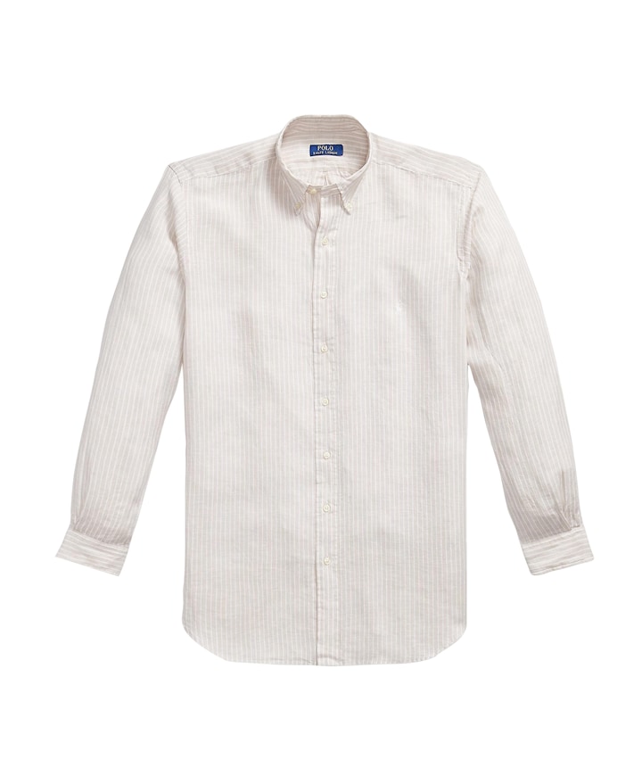 Heren overhemd lange mouw beige