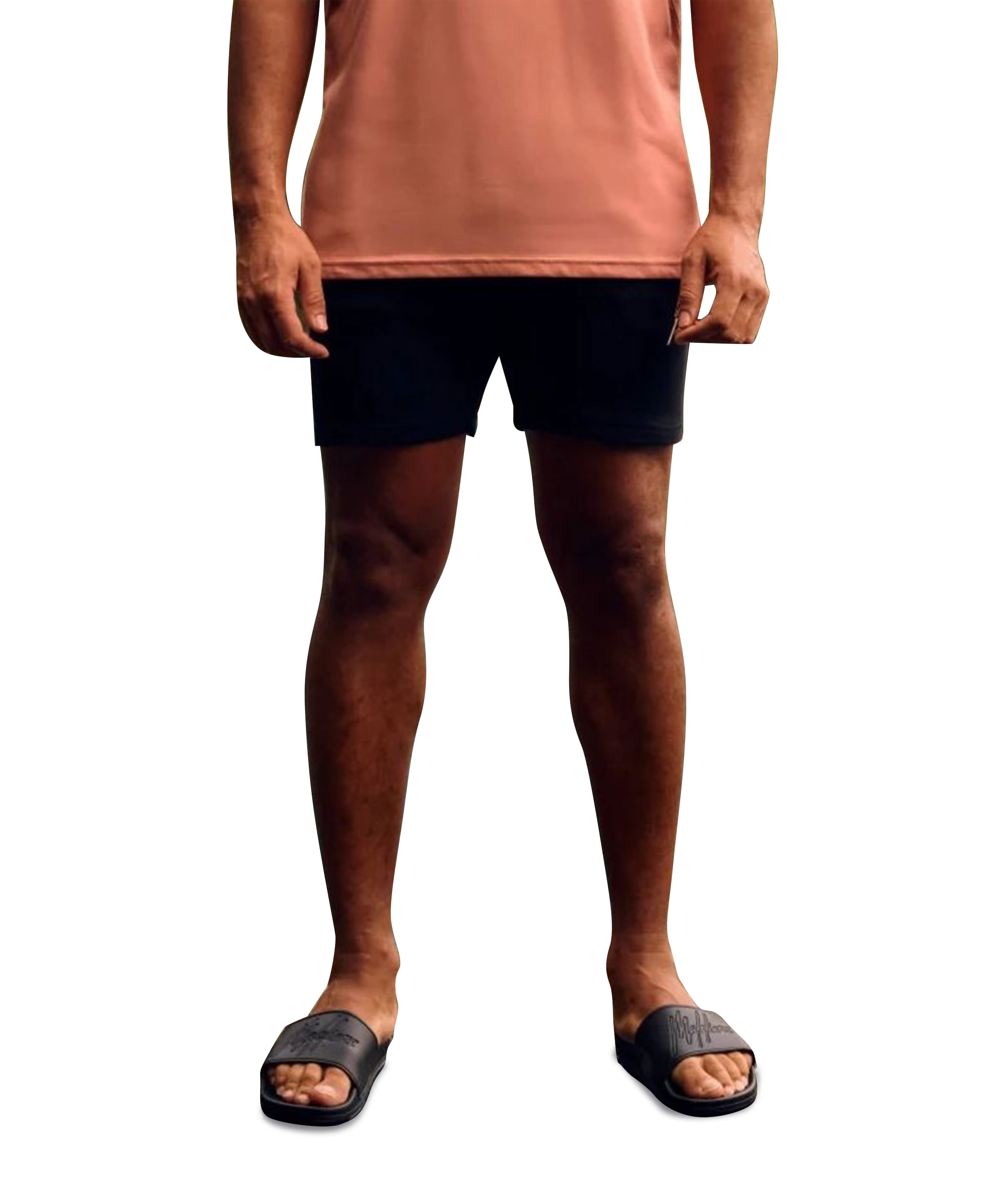 Split shorts heren korte broek zwart