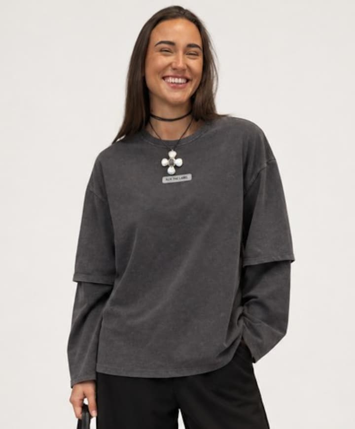 Dames longsleeve grijs