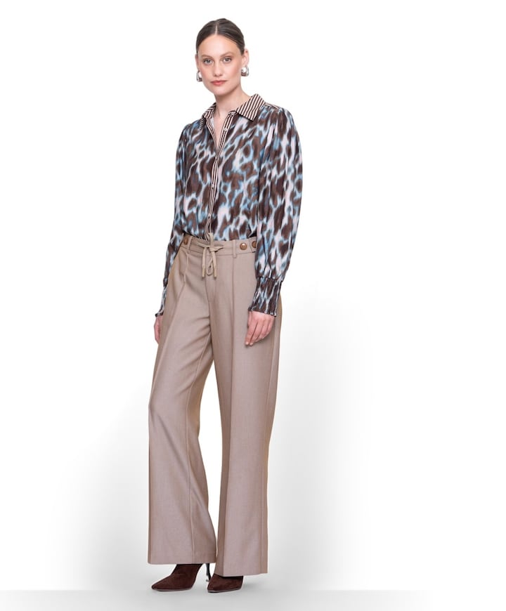 Fancy waistband dames broek beige