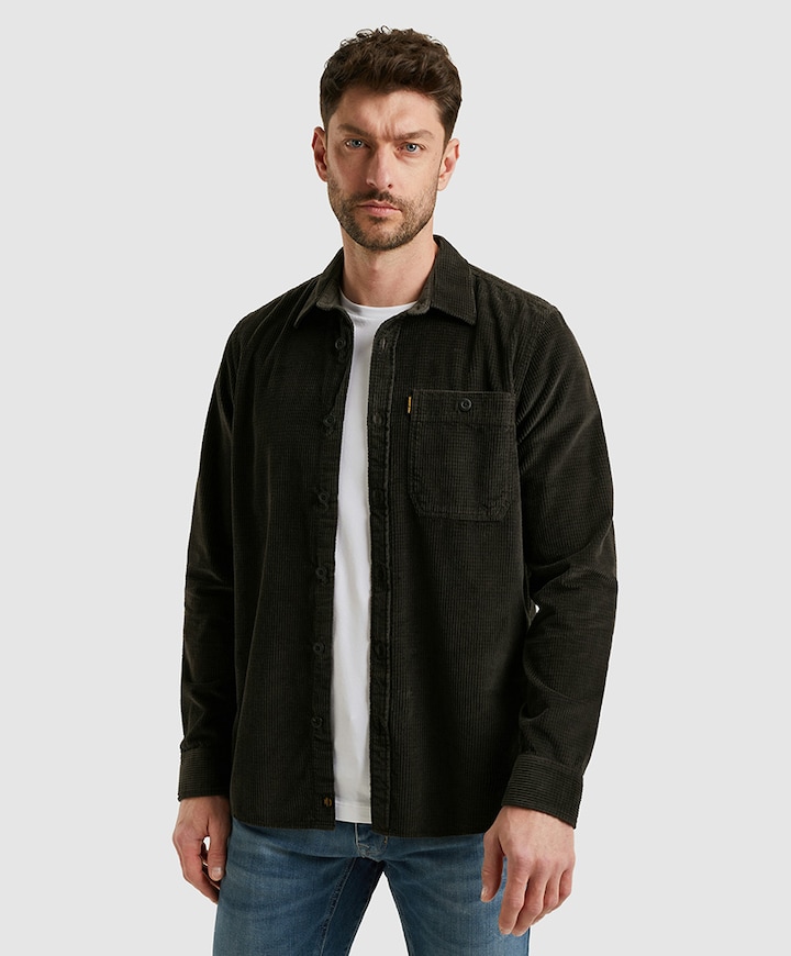 Heren overhemd lange mouw grijs