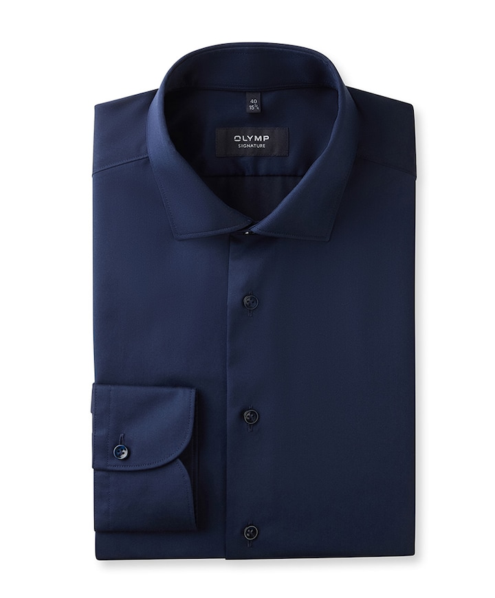 Heren overhemd lange mouw blauw