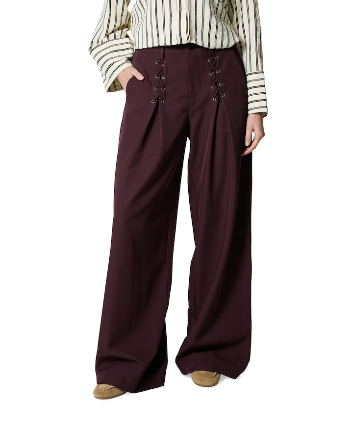 LunaCC Eyelet Wide LL dames broek bordeaux