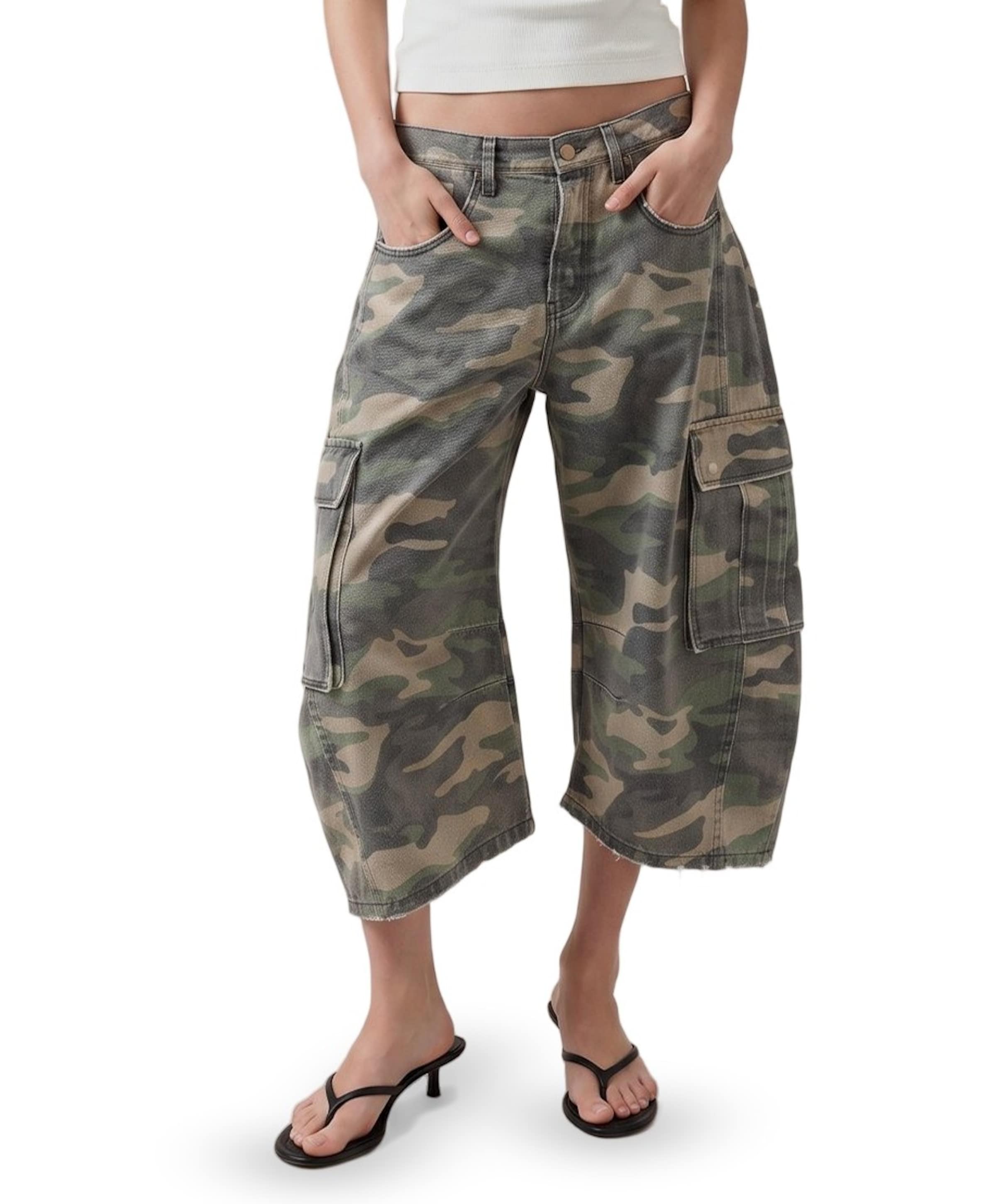 Aliana-Ber Cargo 8380 Earth camouflage dames jeans groen