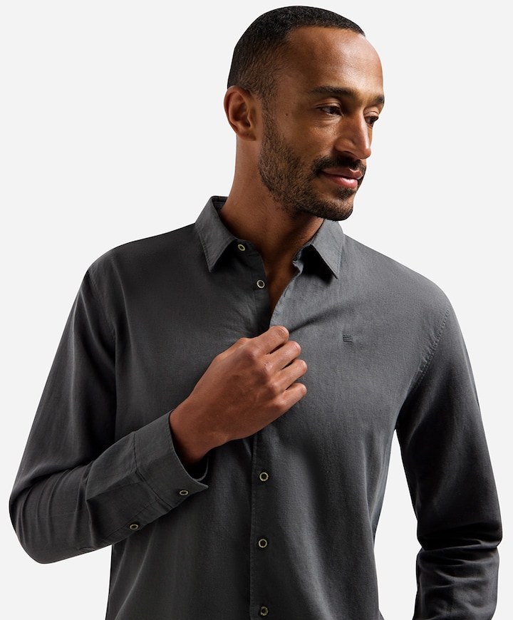 Heren overhemd lange mouw blauw