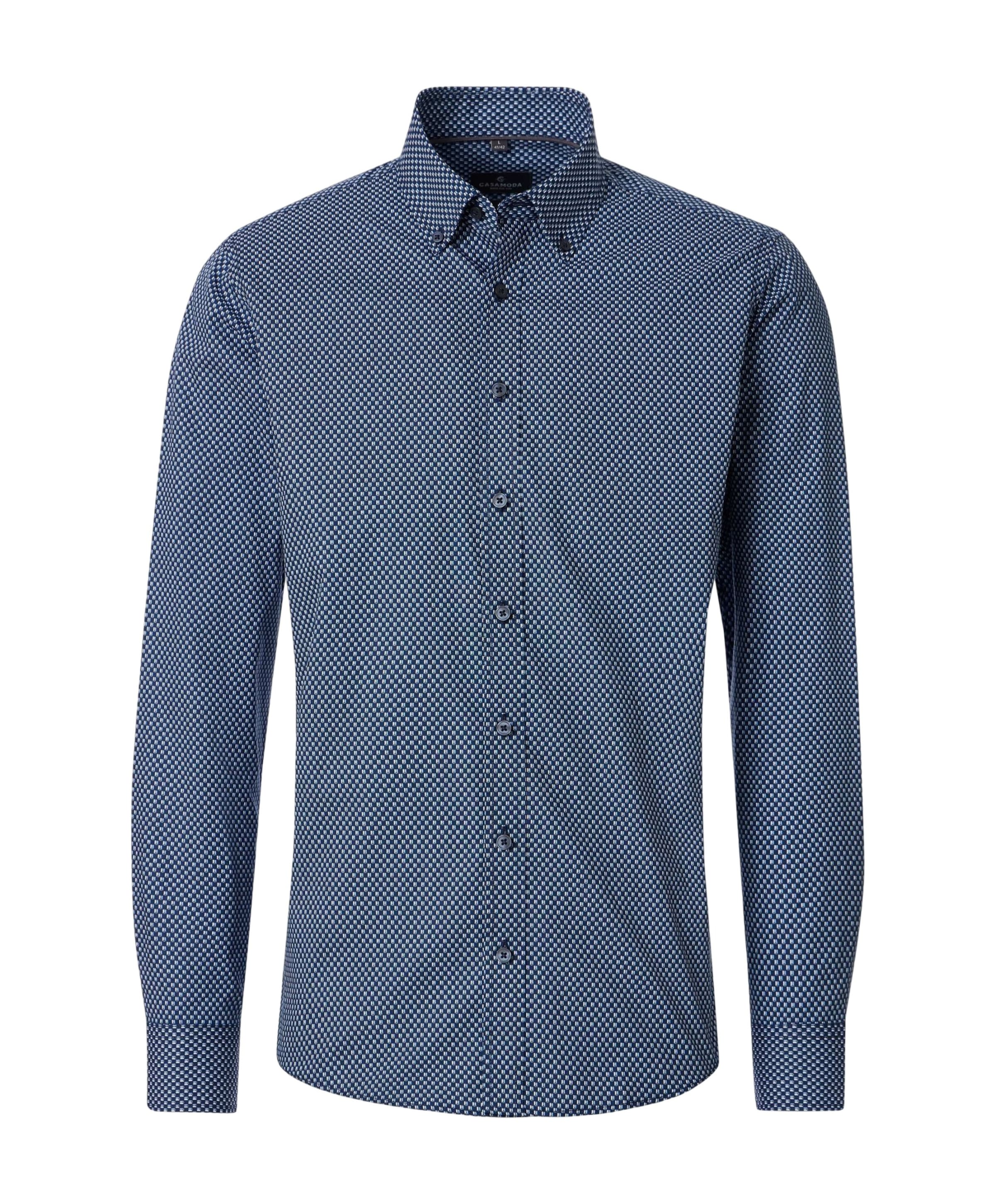 Heren overhemd lange mouw blauw