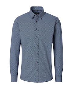 Heren overhemd lange mouw blauw