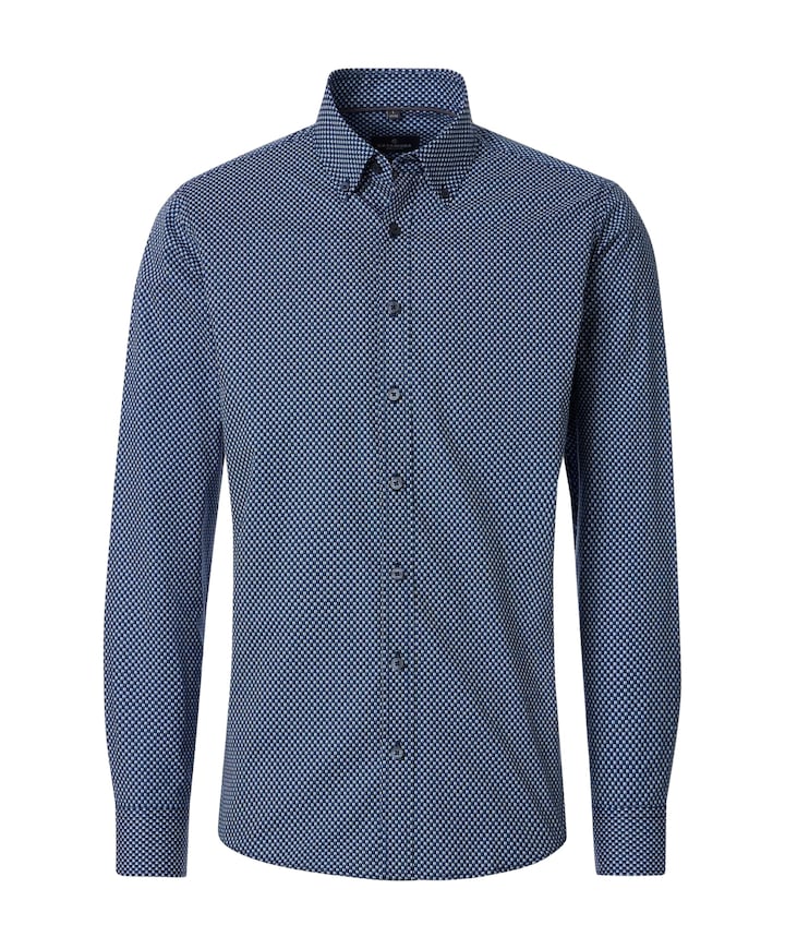 Heren overhemd lange mouw blauw
