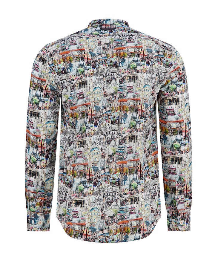 Heren overhemd lange mouw multicolor