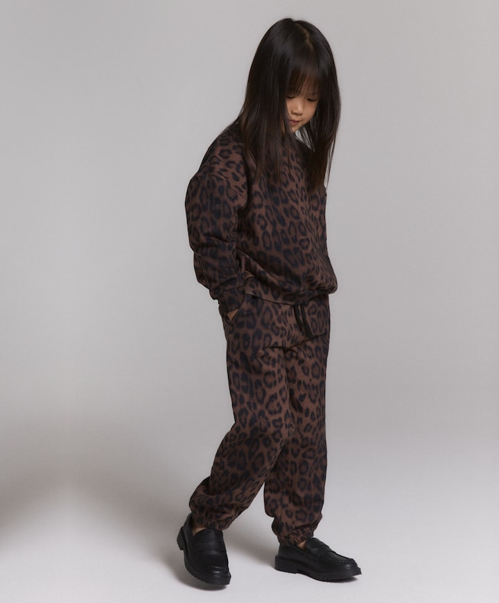 Kids knitted leopard meisjes broek bruin
