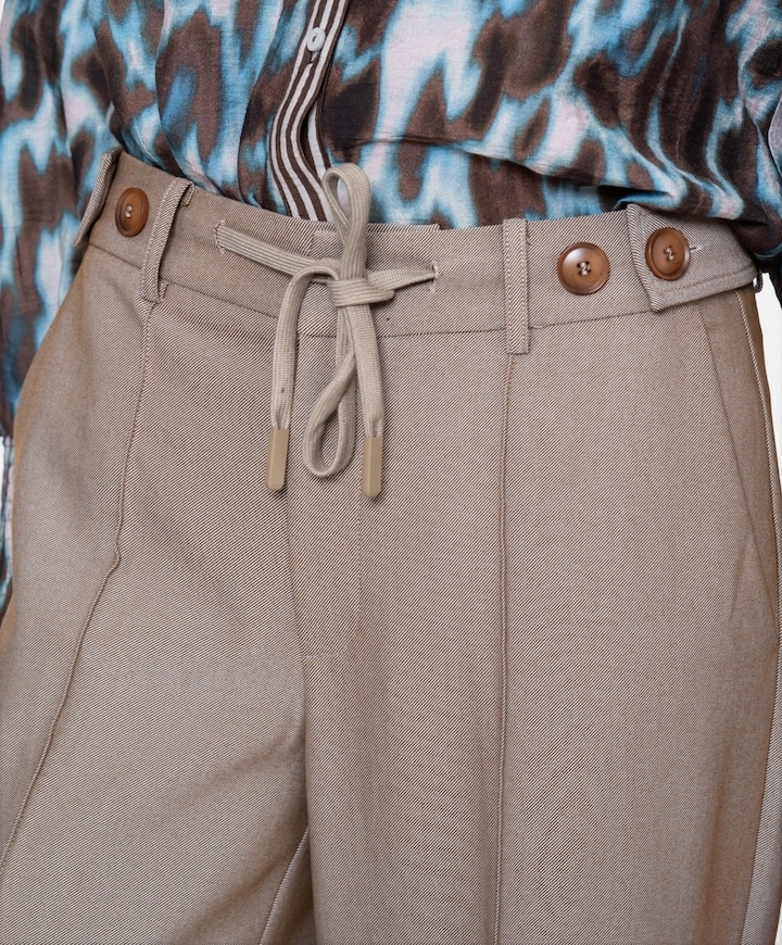 Fancy waistband dames broek beige