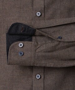 Heren overhemd lange mouw bruin