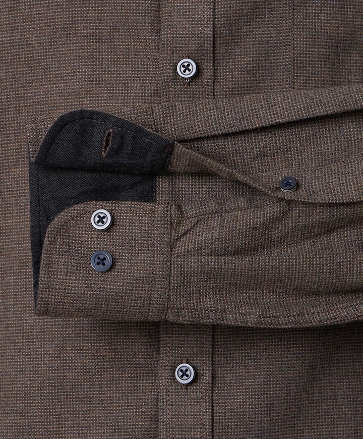 Heren overhemd lange mouw bruin