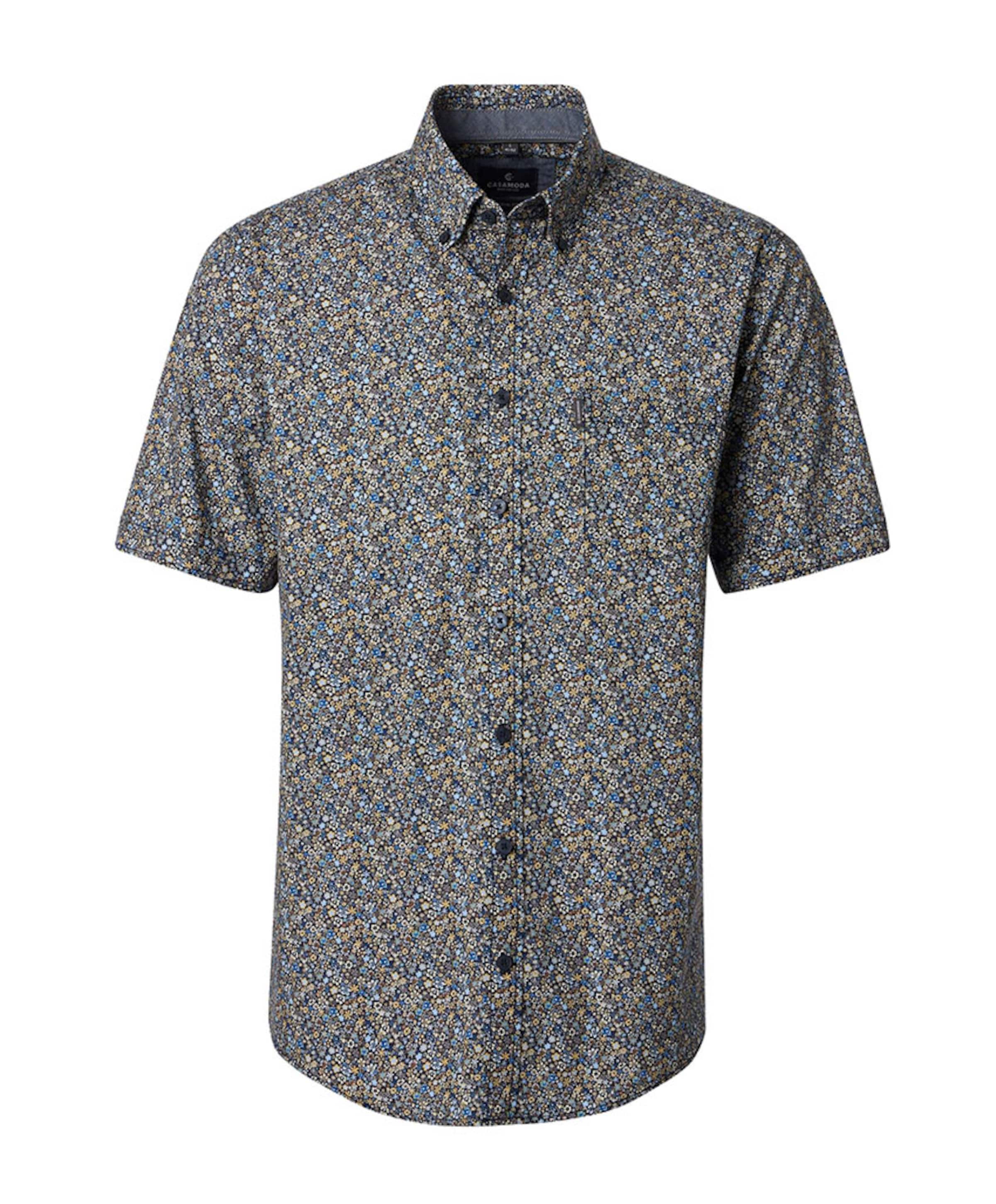 Heren overhemd korte mouw blauw