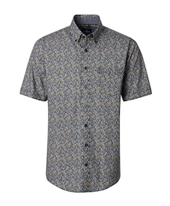 Heren overhemd korte mouw blauw