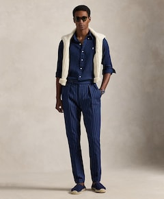 Heren overhemd lange mouw blauw