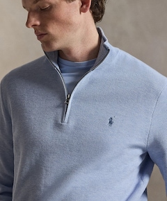 Heren trui met rits blauw
