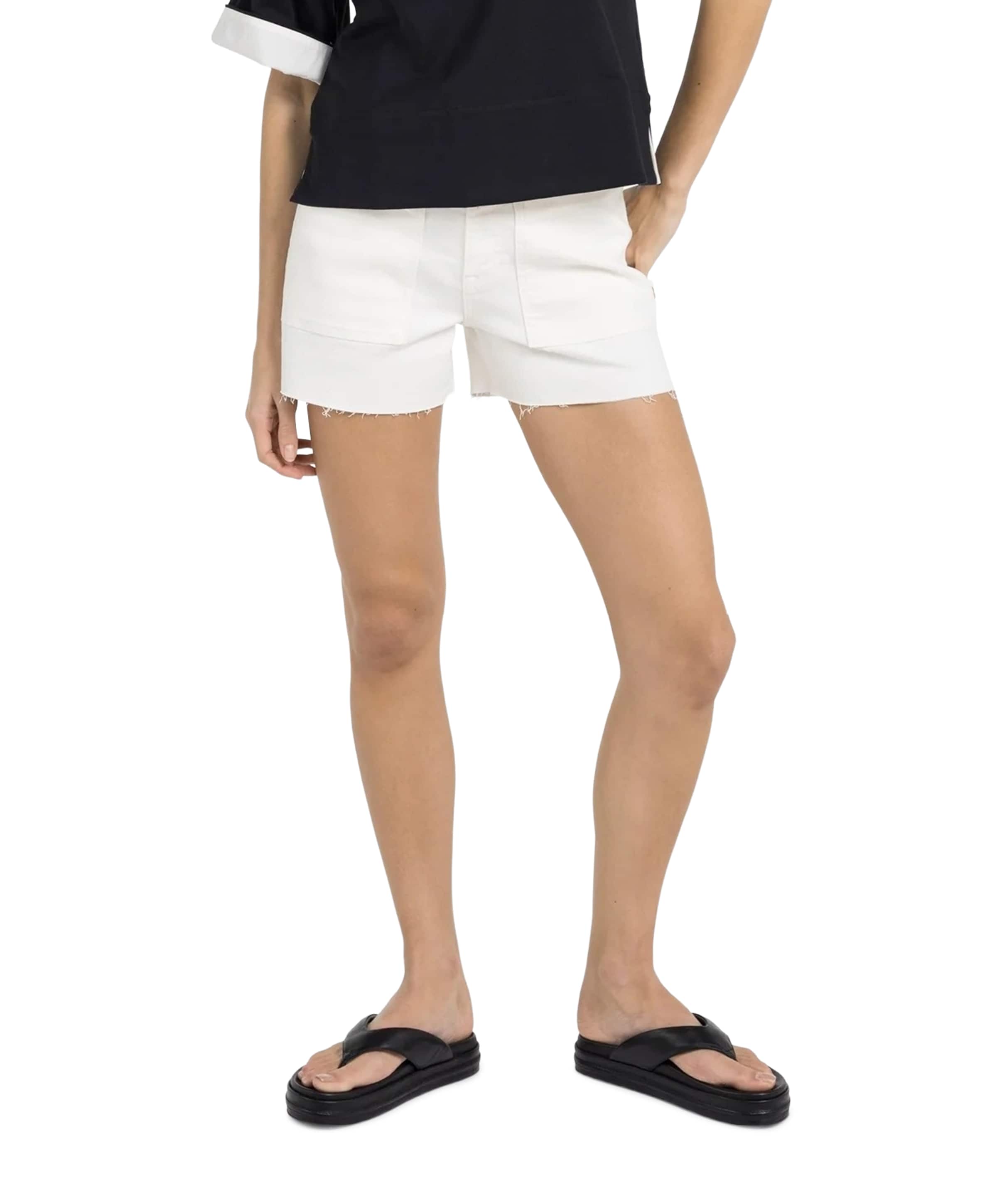 rafelige zoom dames korte broek wit
