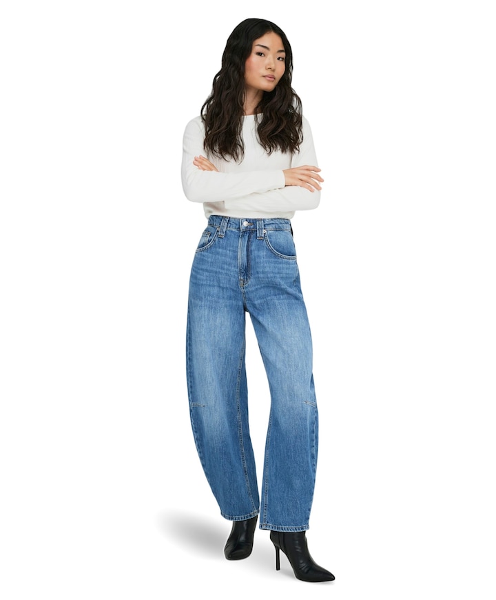 ONLFRANKIE HW ANK BARREL DNM DOT548 dames jeans blauw