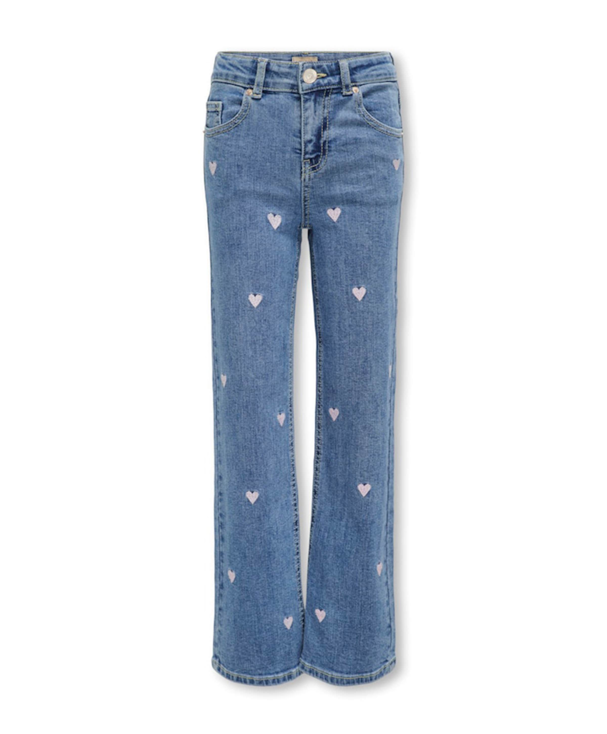 KOGJUICY WIDE LEG HEART EMB DNM JEA meisjes jeans blauw
