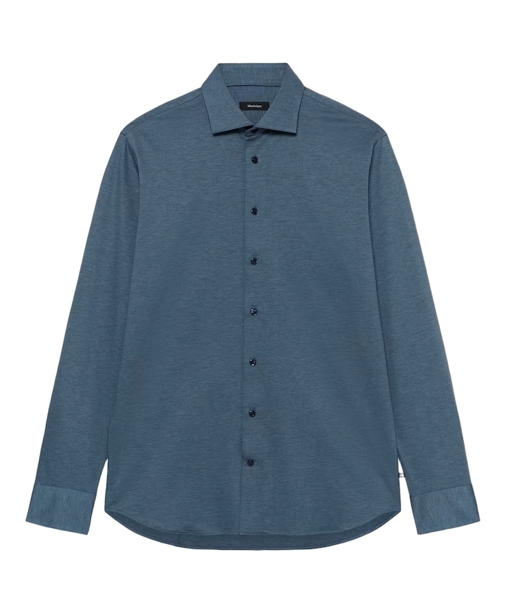 Heren overhemd lange mouw blauw