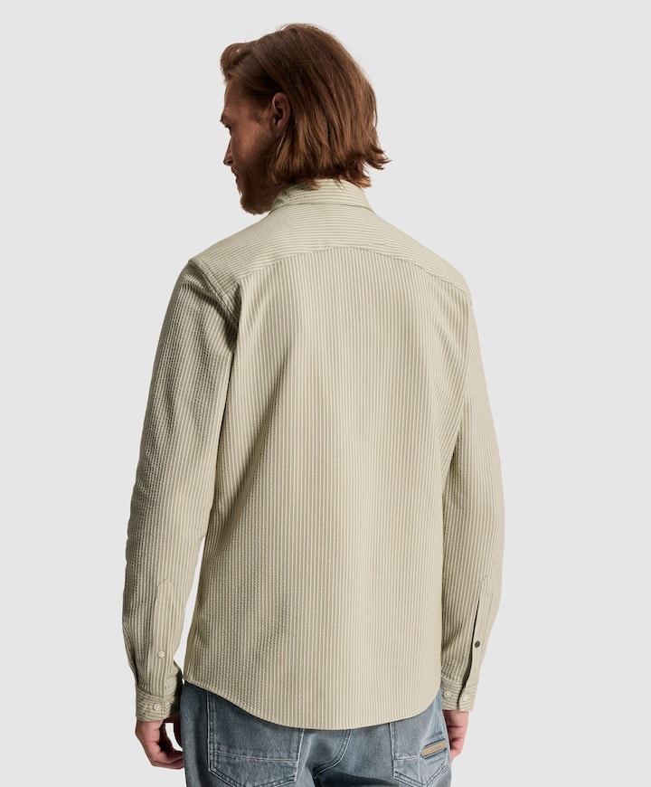 Heren overhemd lange mouw beige